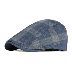 Boina vintage de pana en espiga para hombre con visera taxista