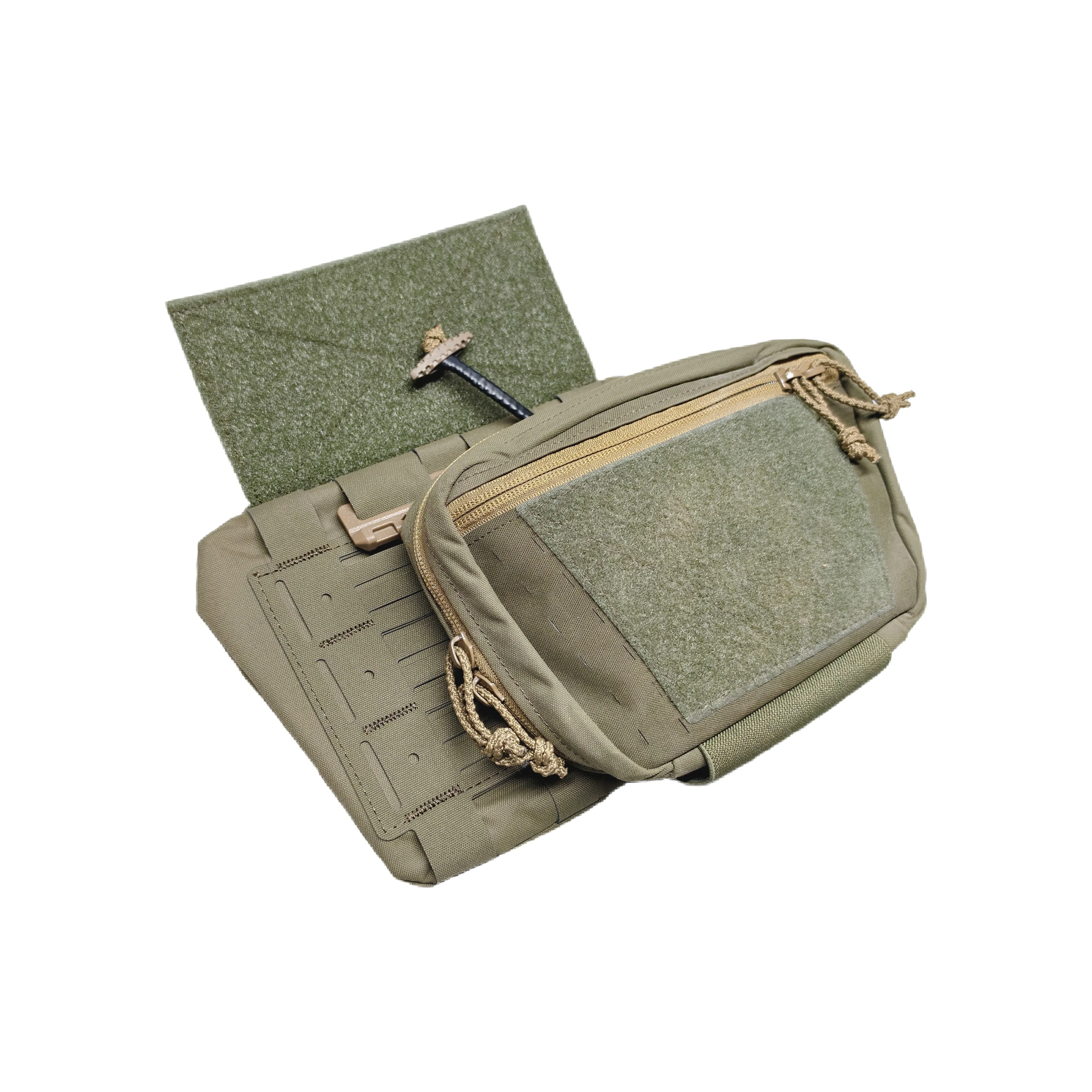 Vista frontal del chaleco táctico con panel abdominal
