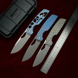 Cuchillo plegable LEMIFSHE 154CM – EDC titanio con hoja fresada