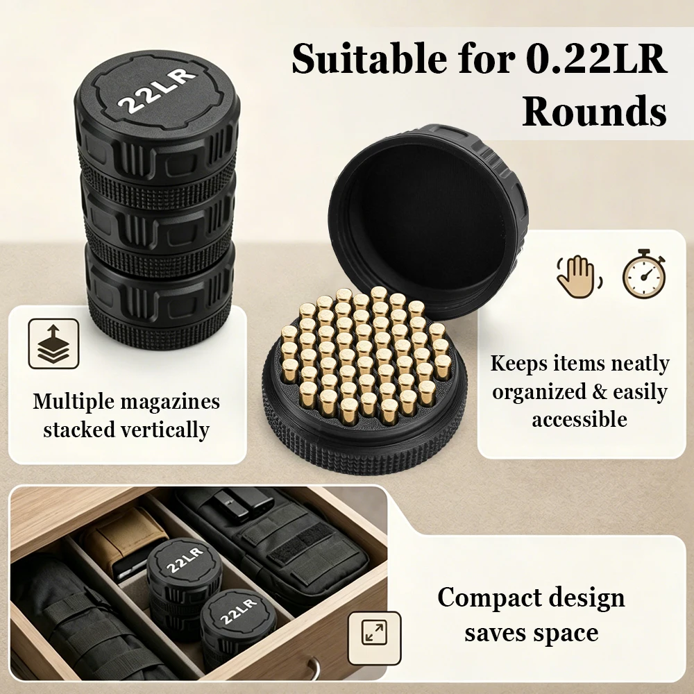 Mini caja munición táctica .22LR 55 rondas con tapa roscada - imagen 4