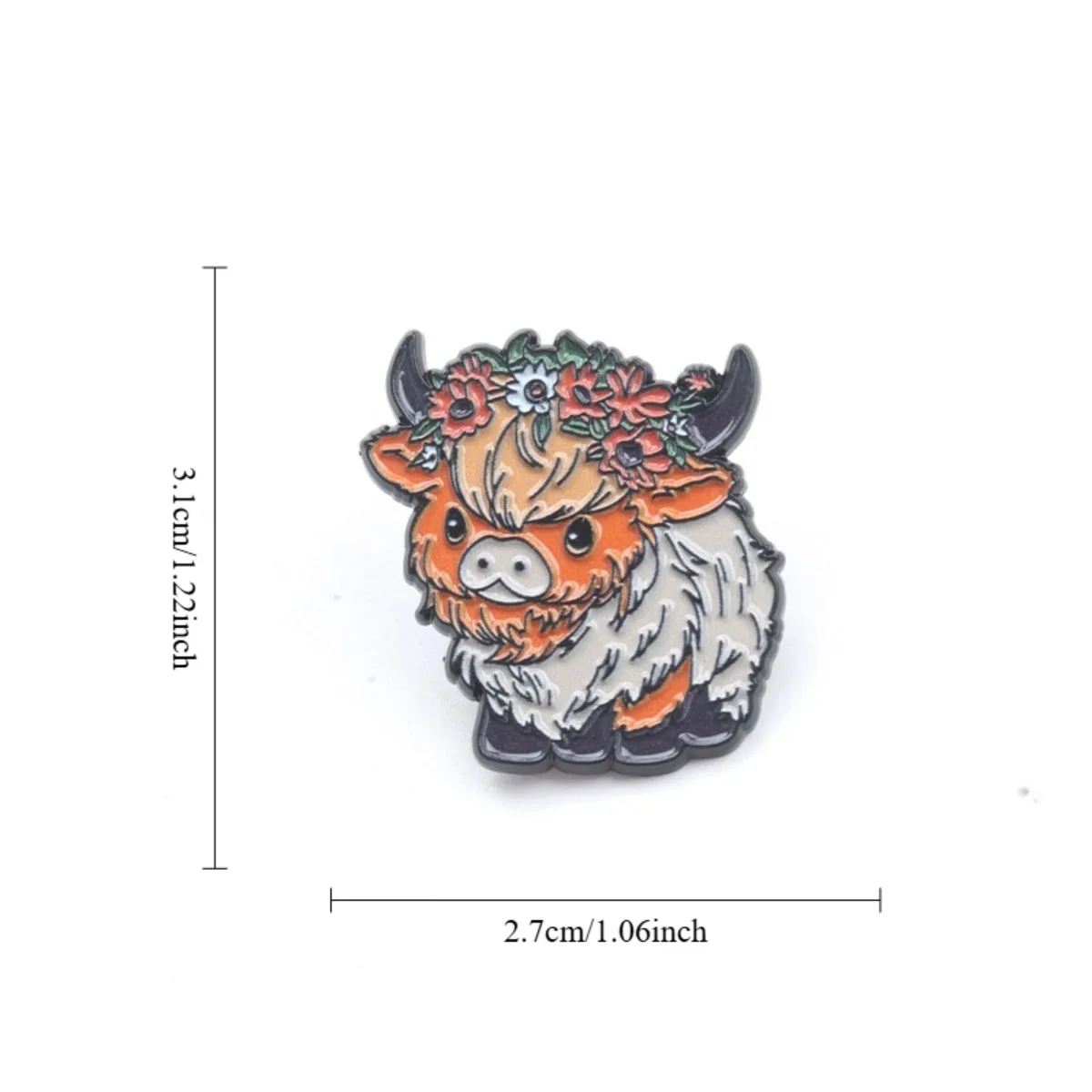 Insignia táctica broche vaca vintage con corona floral campestre - imagen 4