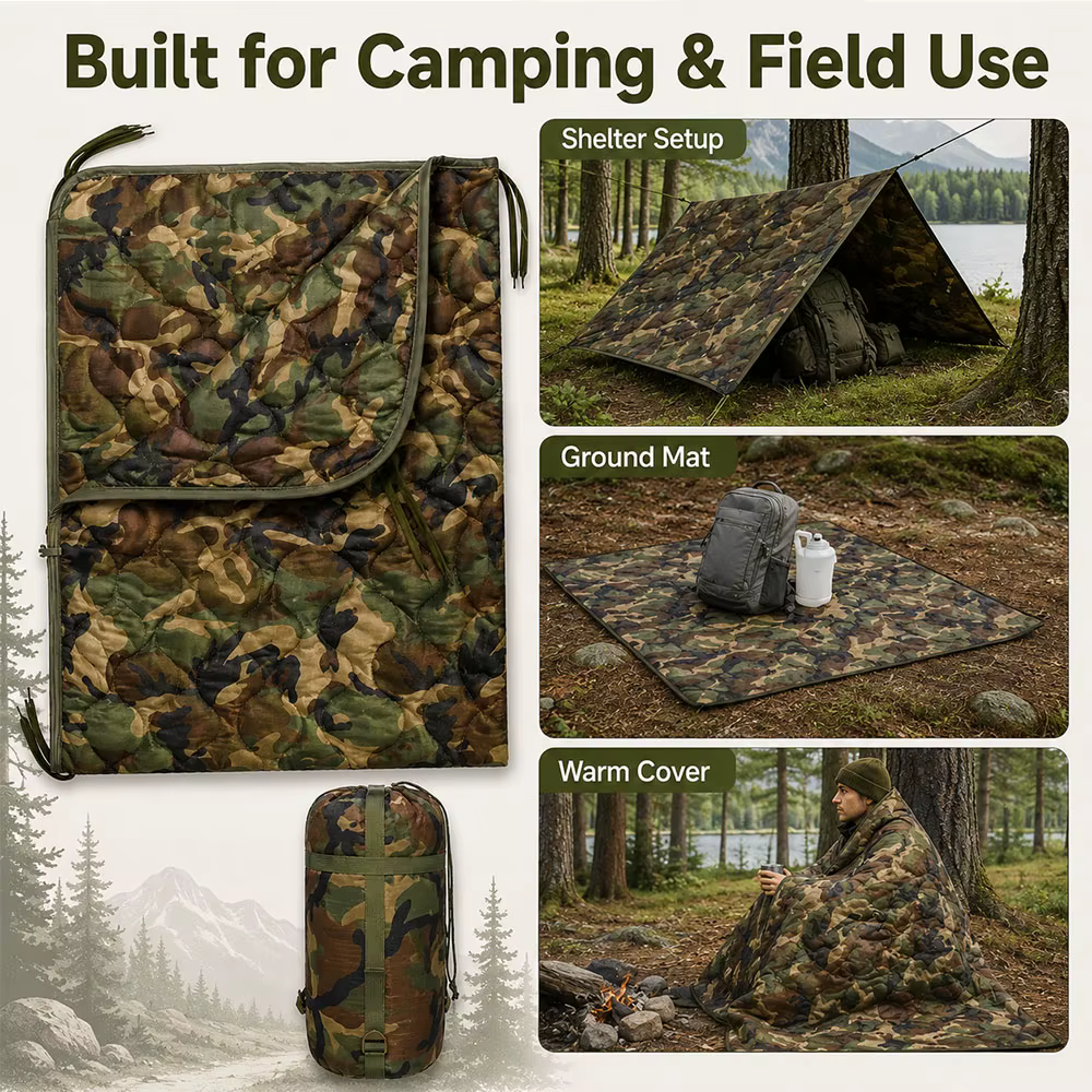 Saco de dormir convertible manta táctica camuflaje con cremallera - imagen 3