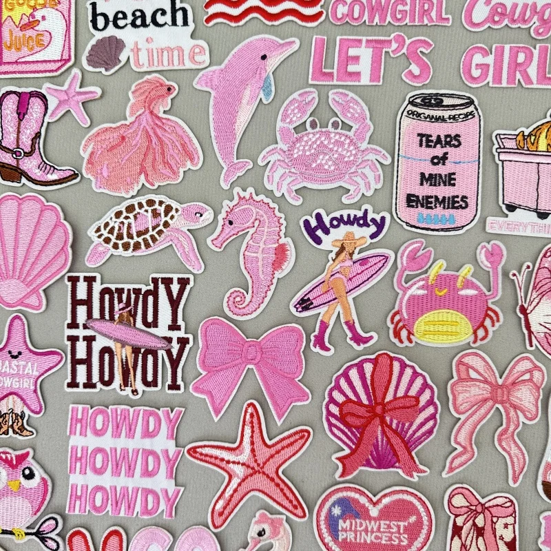Parches bordados letras rosas - para ropa, planchar, pegar y decorar - imagen 2