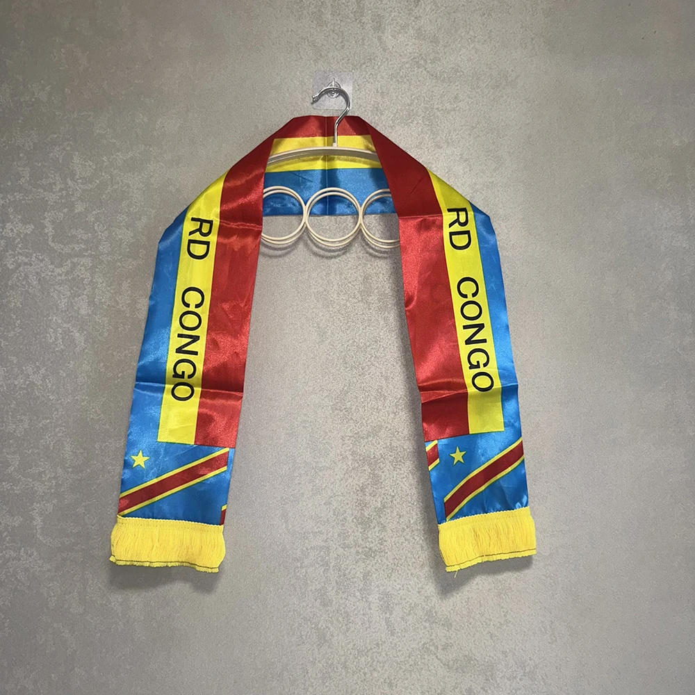Bufanda bandera Congo satén doble cara con borlas y flecos - imagen 3