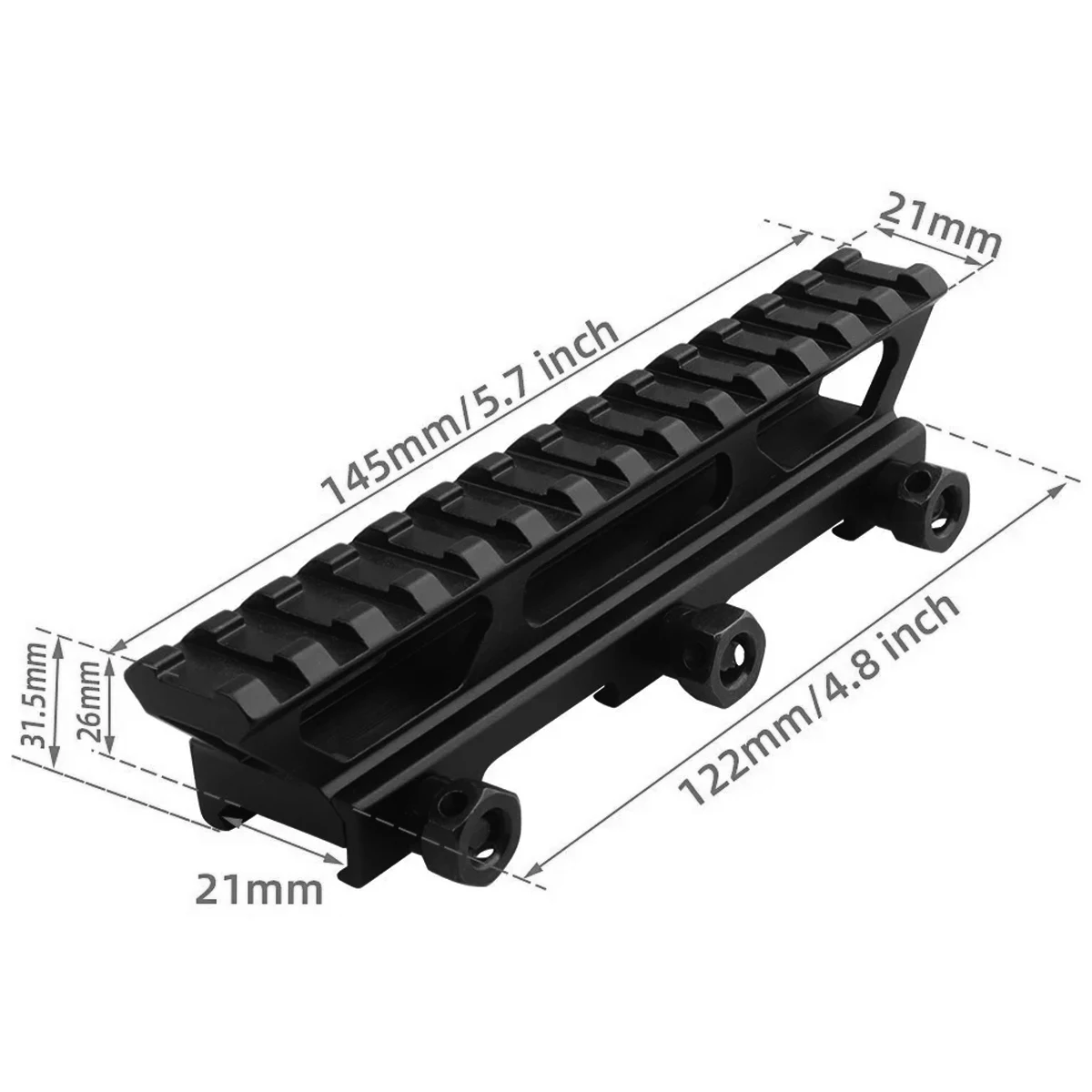 Soporte Elevación Picatinny 20mm para Miras Ópticas y Punto Rojo - imagen 3