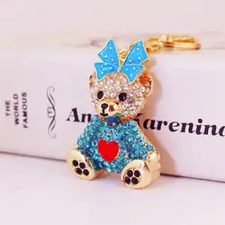 Llavero colgante oso con lazo de pedrería para bolso