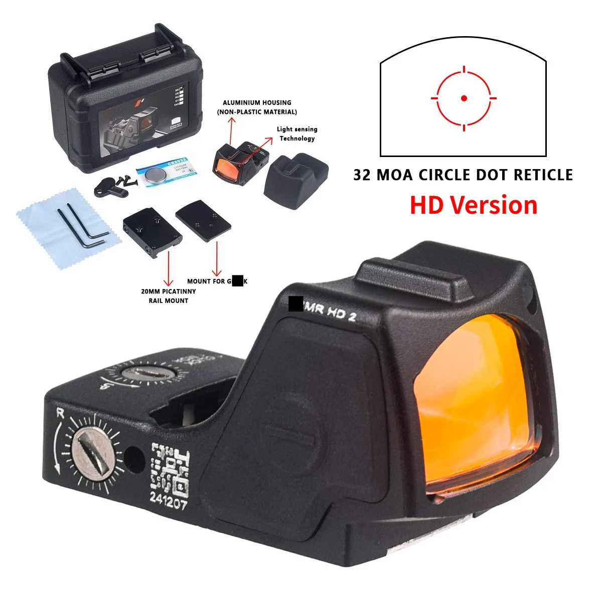 Mira reflex táctica punto rojo HD recubrimiento Picatinny airsoft - imagen 3