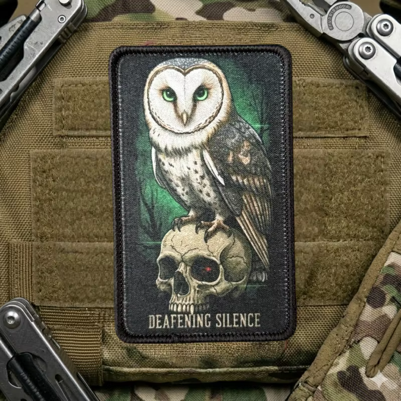 Parche táctico búho calavera con gancho y bucle para mochila - imagen 4