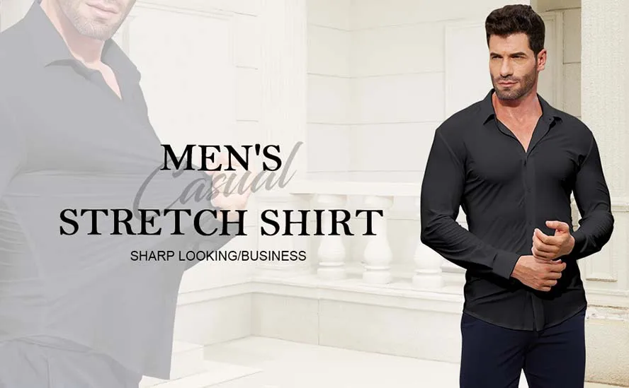 Camisa negra formal social con acabado liso