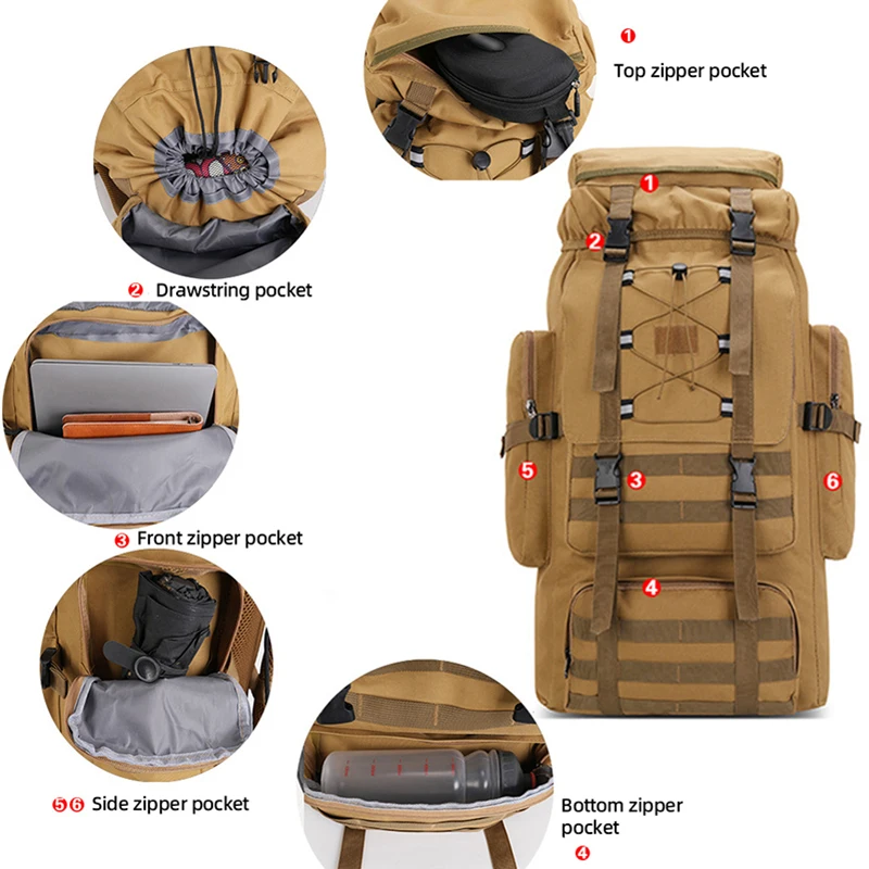 Mochila táctica Molle de viaje para senderismo y camping - imagen 4