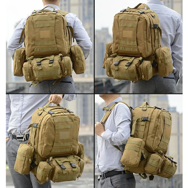 Mochila táctica impermeable gran capacidad para senderismo y acampada