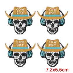 Parches termoadhesivos vaquero oeste calavera, sombrero y bota para ropa
