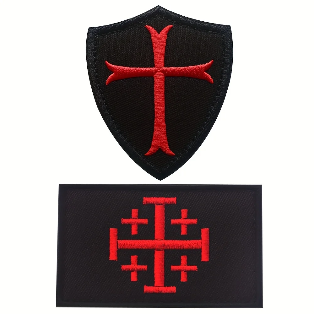 Parche bordado Cruz Malta – Insignia Velcro para Chaleco MOLLE - imagen 4