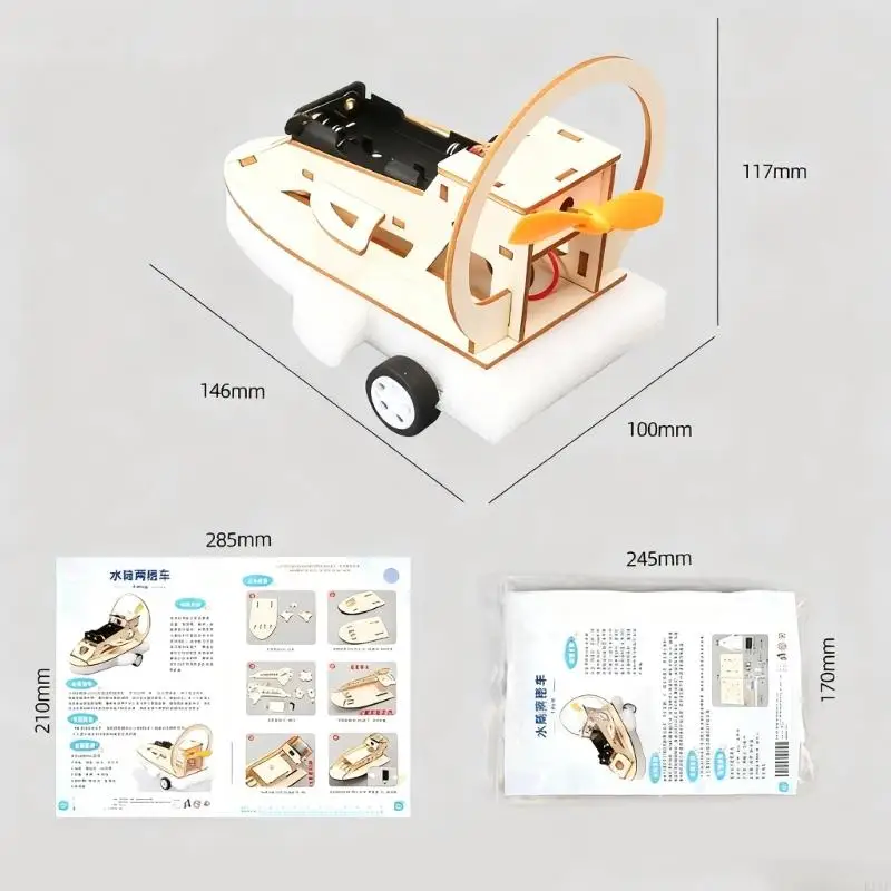 Vehículo anfibio eléctrico DIY de ciencia en madera para estudiar - imagen 4