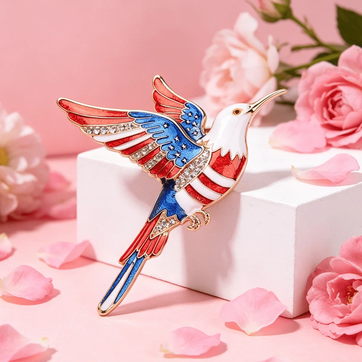 Broche vintage de esmalte de colibrí con strás – animal - imagen 5