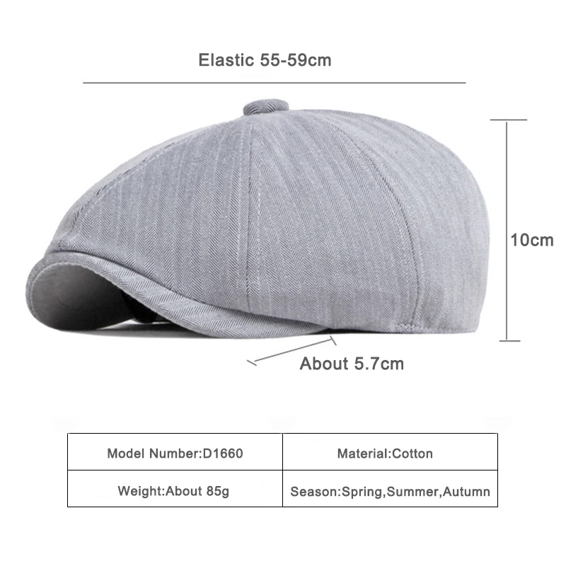 Gorra plana de espiga y boina con caída natural