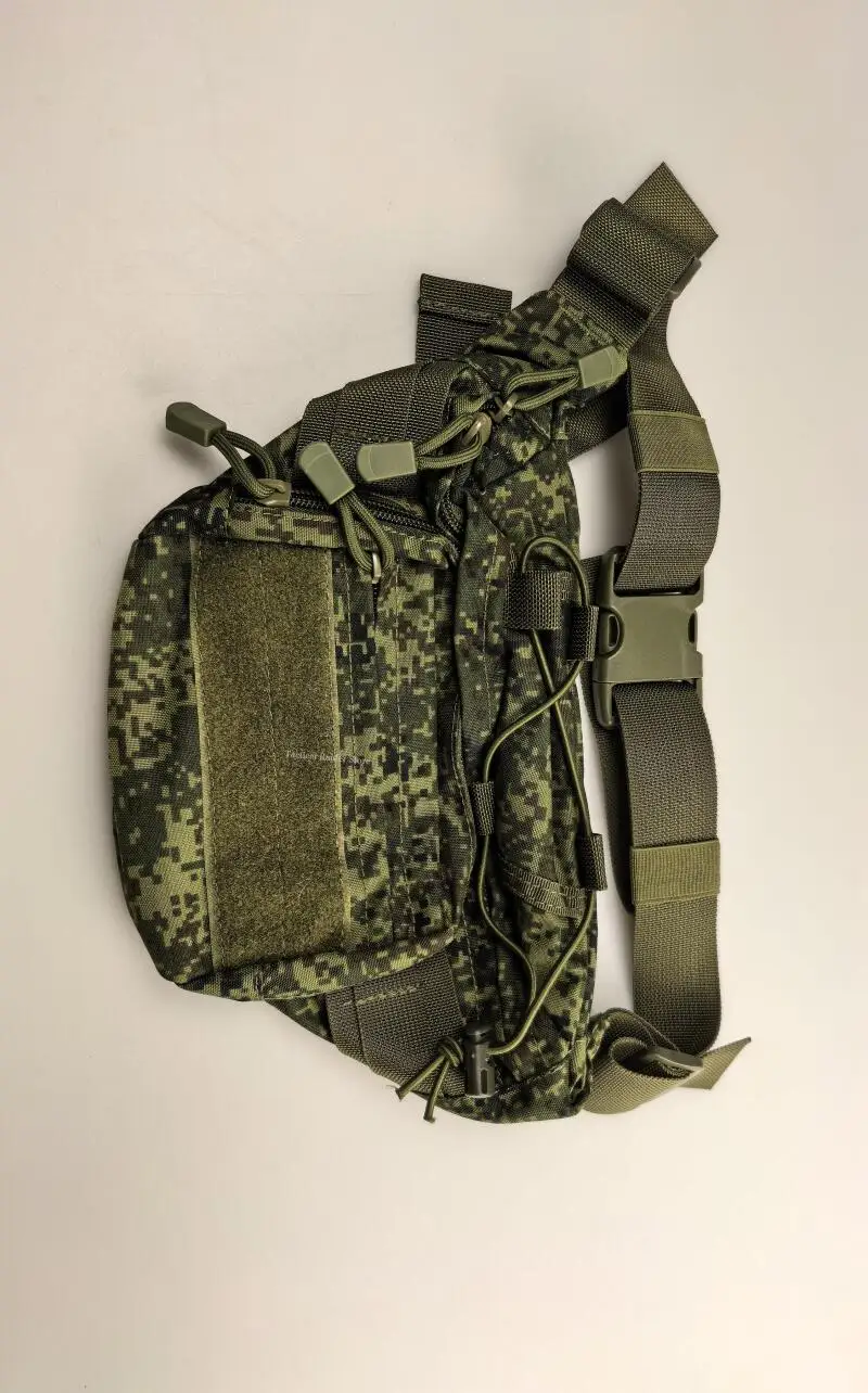 Riñonera táctica verde con sistema Molle vista frontal