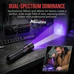 Alonefire linterna UV ultravioleta recargable USB para inspección