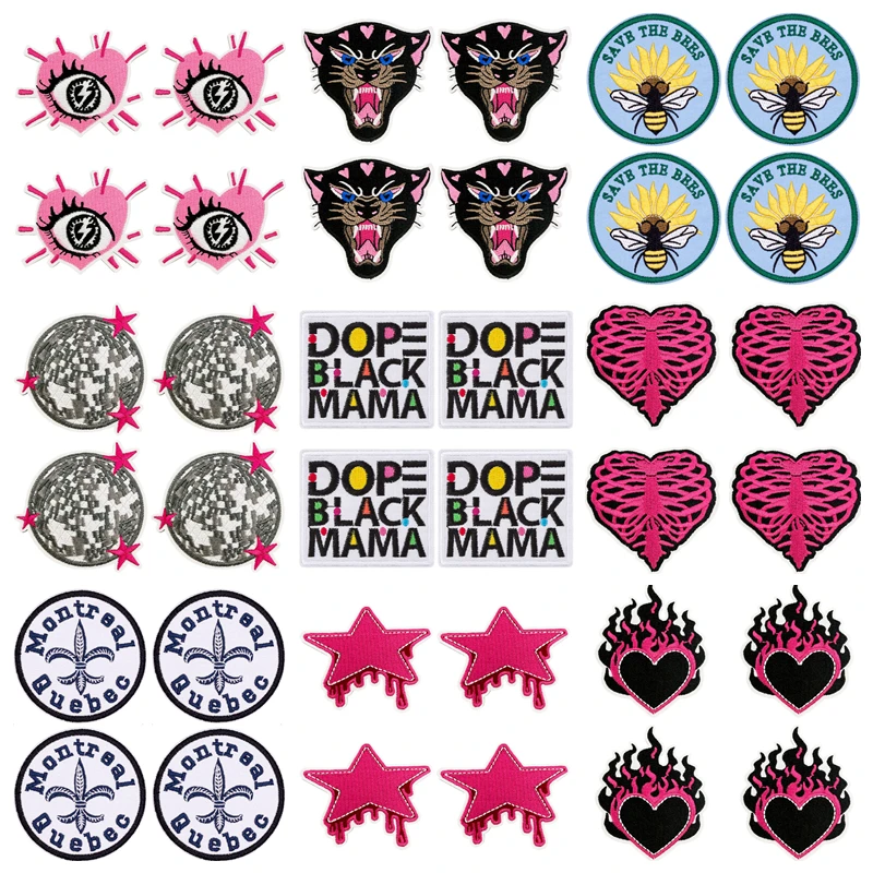 Parche termoadhesivo bordado pantera y abeja corazón rosa - imagen 5