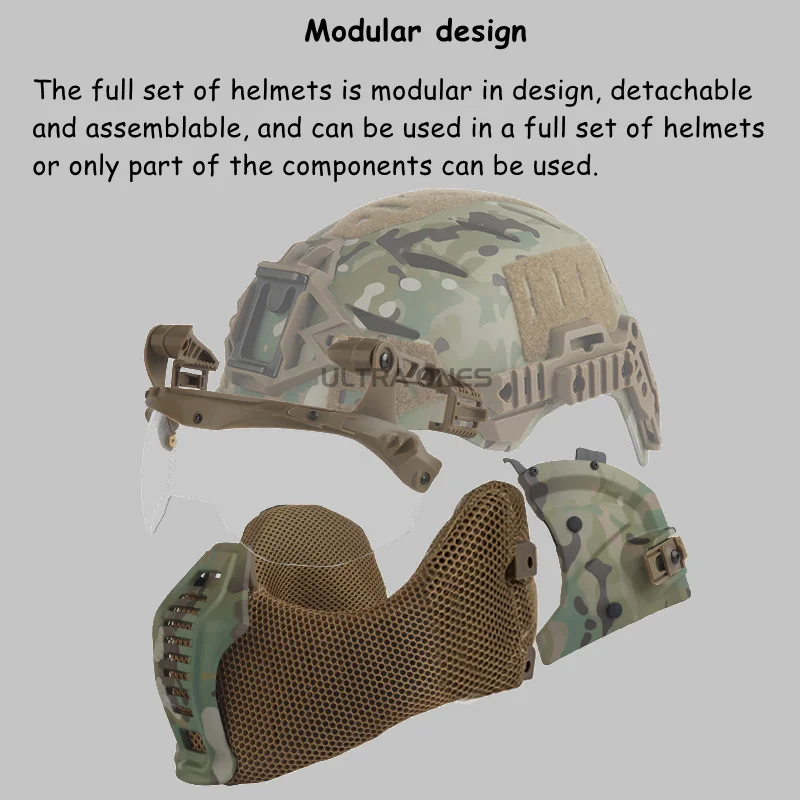 Casco táctico Wendy con máscara media cara abatible para airsoft - imagen 3