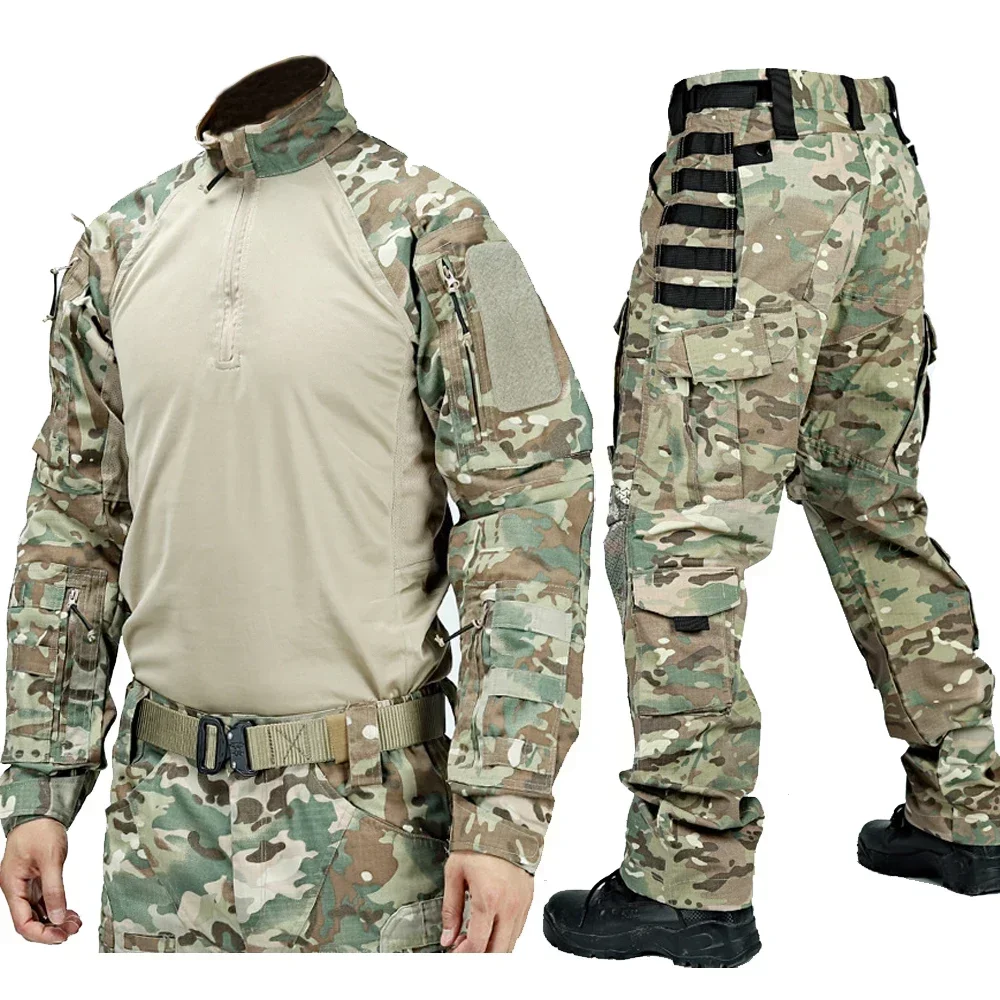 Conjunto táctico hombre camuflaje secado rápido para exteriores