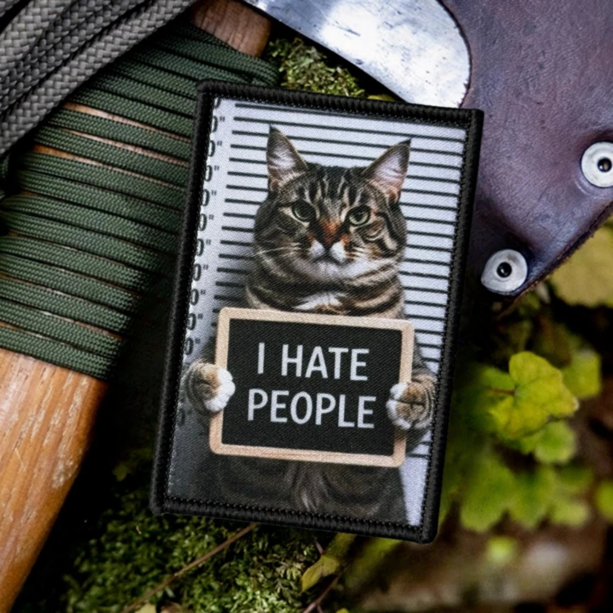 Parche táctico gato 'I Hate People' para mochila con gancho y bucle - imagen 4