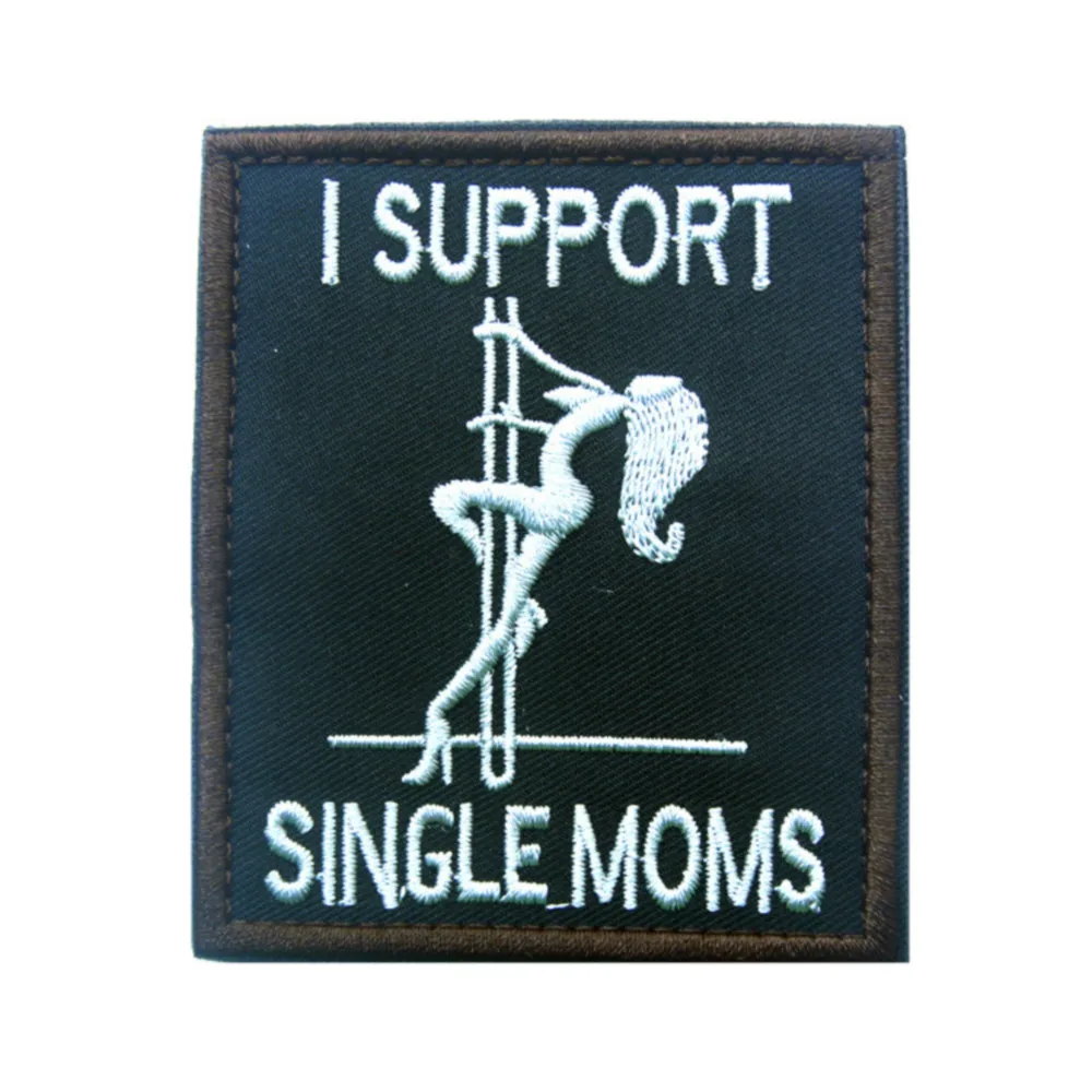 Parches bordados 3D I SUPPORT SINGLE MOMS en mochila