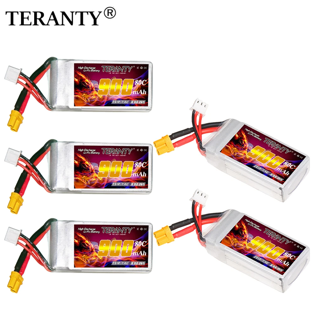 TREANTY batería LiPo 2S 900mAh 80C drone FPV racing interior - imagen 2