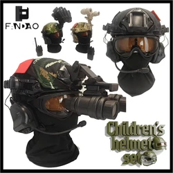 Casco táctico infantil NVG con auriculares, gafas y visor