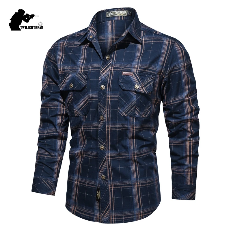 Camisa de algodón a cuadros para hombre, estilo rural - imagen 5