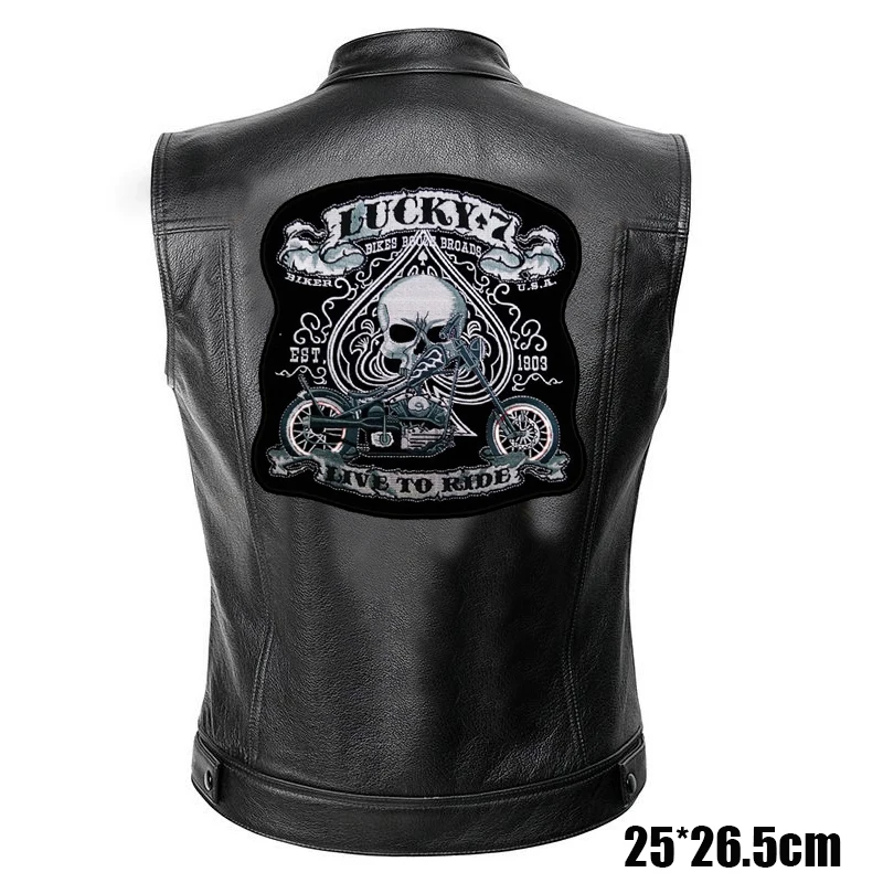 Parches bordados lobo y elefante termoadhesivos para moteros – Chaqueta cuero - imagen 3
