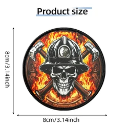 Parche táctico calavera bombero con hachas cruzadas gancho-bucle