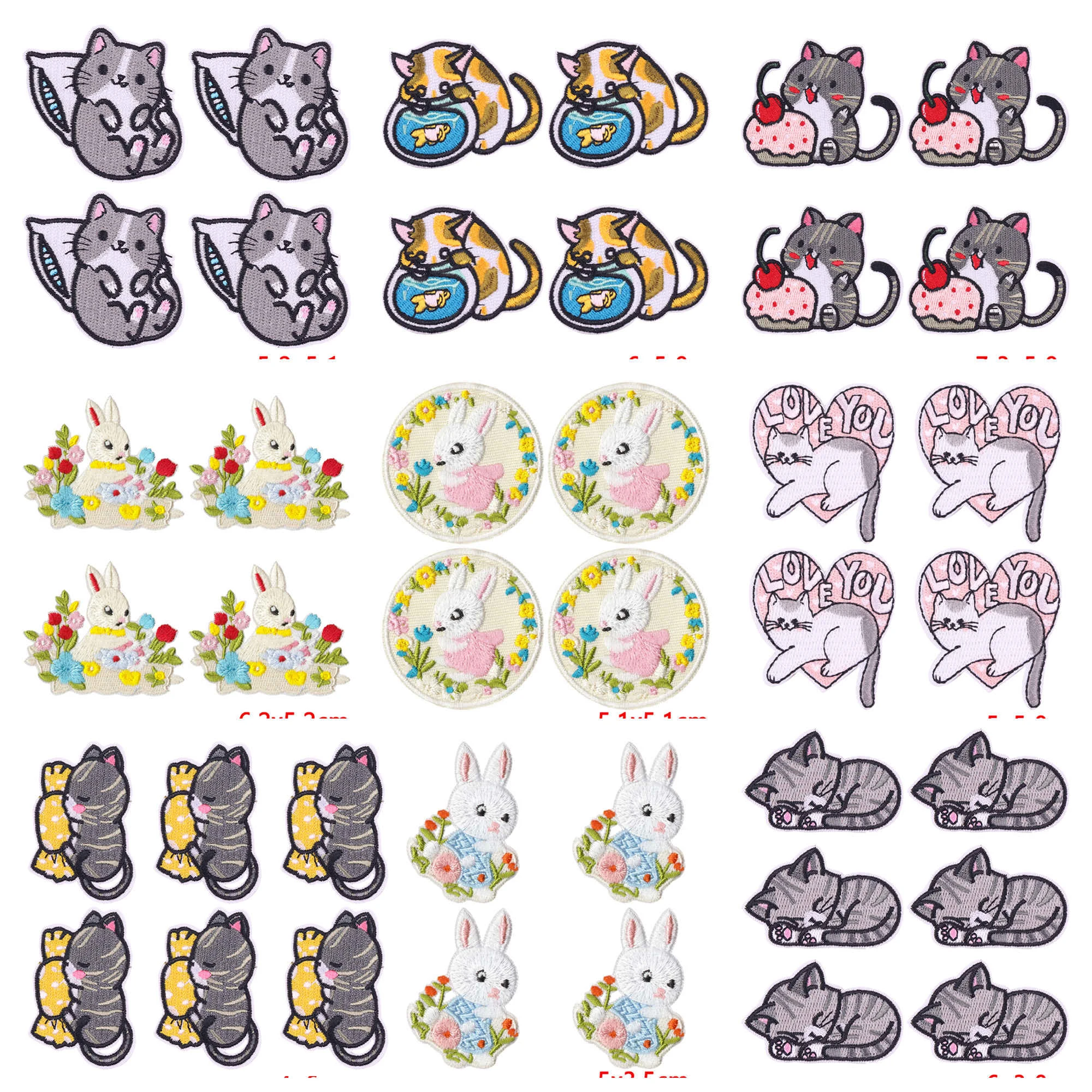 Parches bordados gato y conejo para ropa, mochila y manualidades - imagen 5