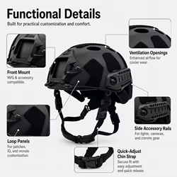 Casco FAST PJ para airsoft con rieles laterales y montaje frontal