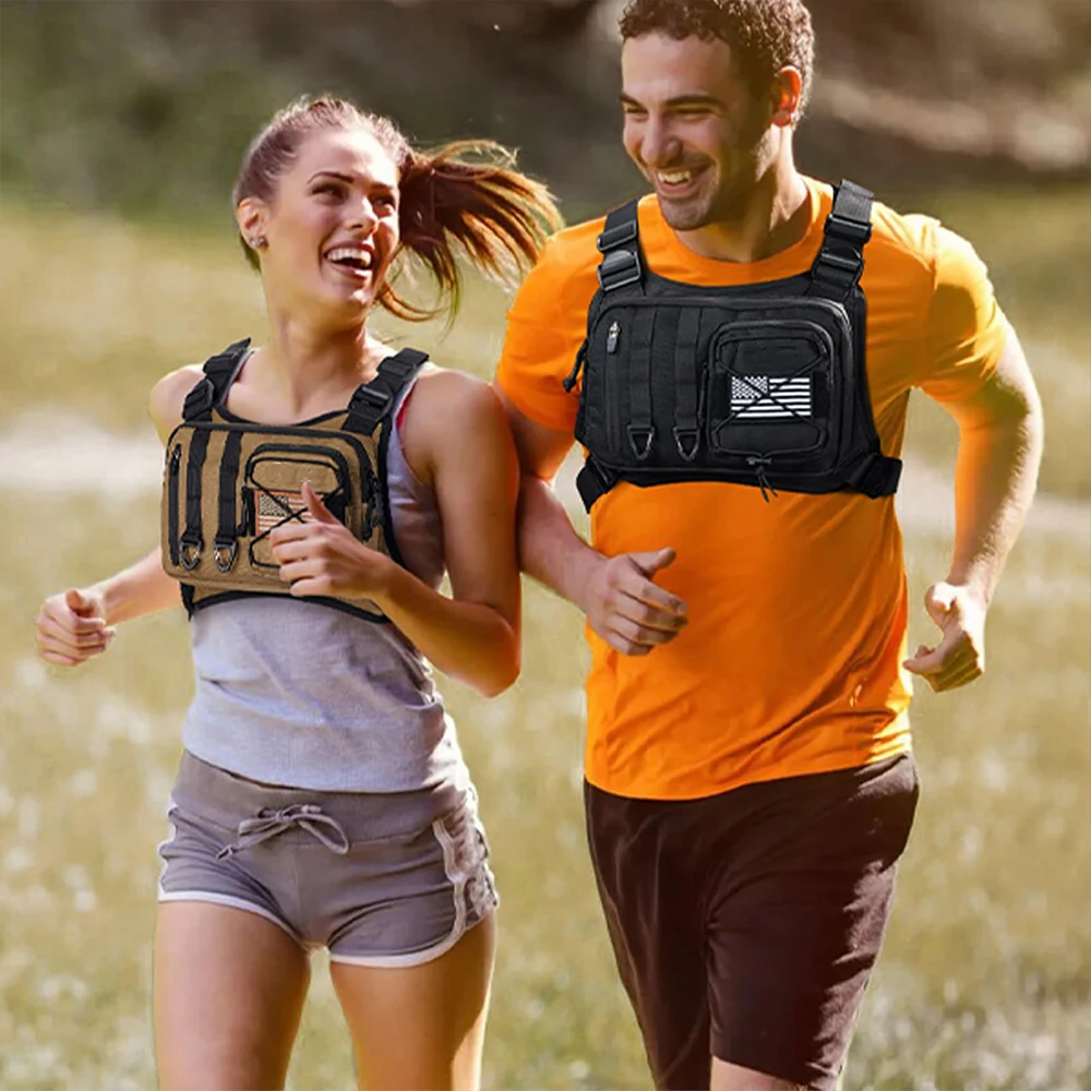 Chaleco táctico ajustable transpirable antirrobo ligero para correr