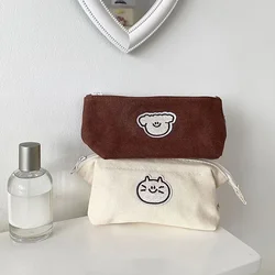 AY Estuche de lona para lápices gato y perro, gran capacidad