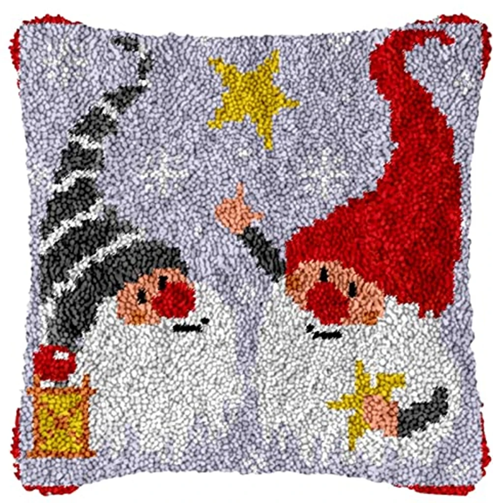Kit alfombra crochet Navideña bordada – Almohada Smyrna DIY - imagen 3