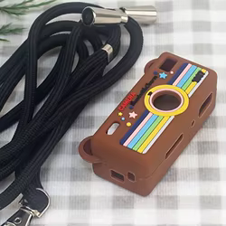 Funda cámara digital de silicona suave con llavero y cordón