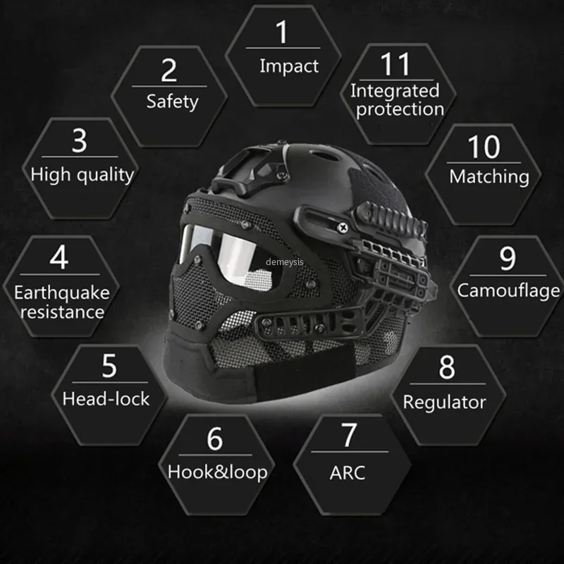 Casco táctico Airsoft full face – Lentes HD protección completa - imagen 5