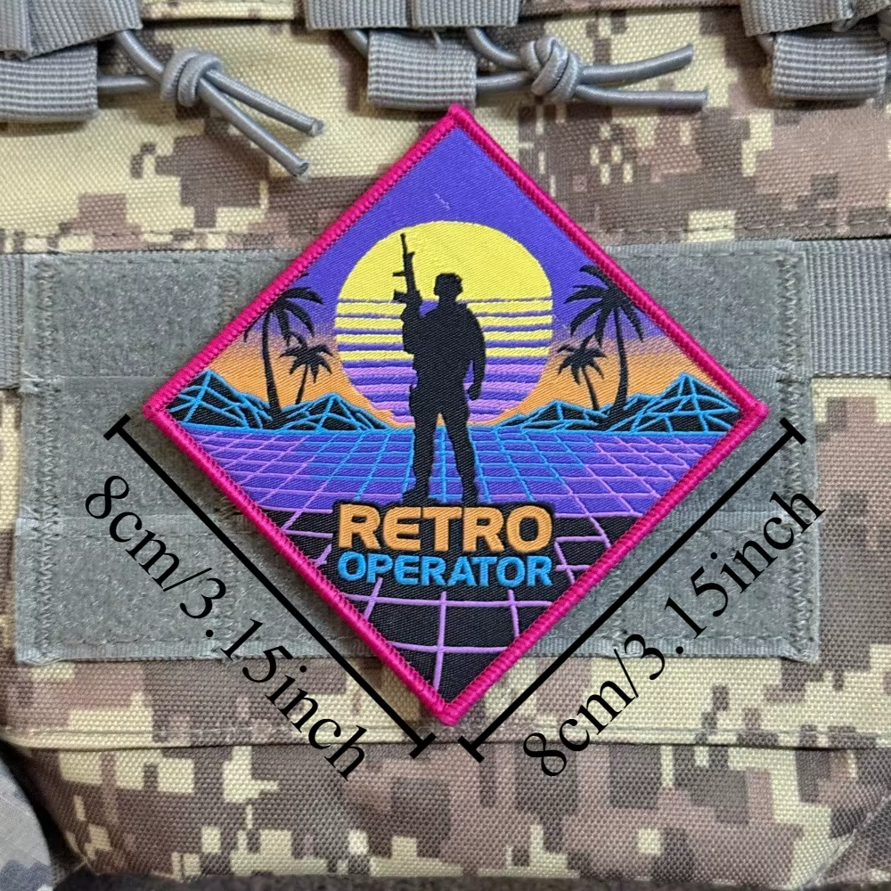 Silueta retro neón sobre fondo oscuro