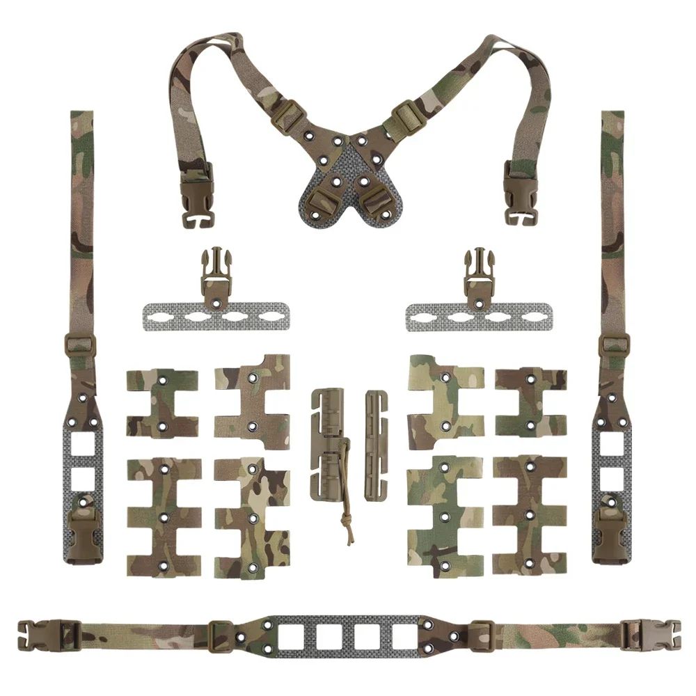 Chaleco táctico MOLLE ajustable nylon camuflaje para caza DIY
