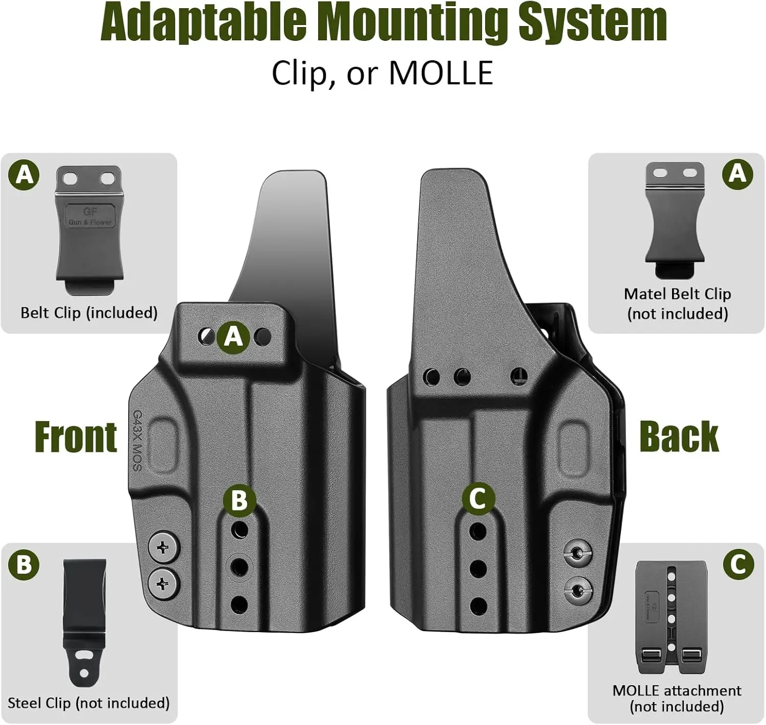 Funda IWB Glock con clip interno para mano derecha G43/43X/48 - imagen 4