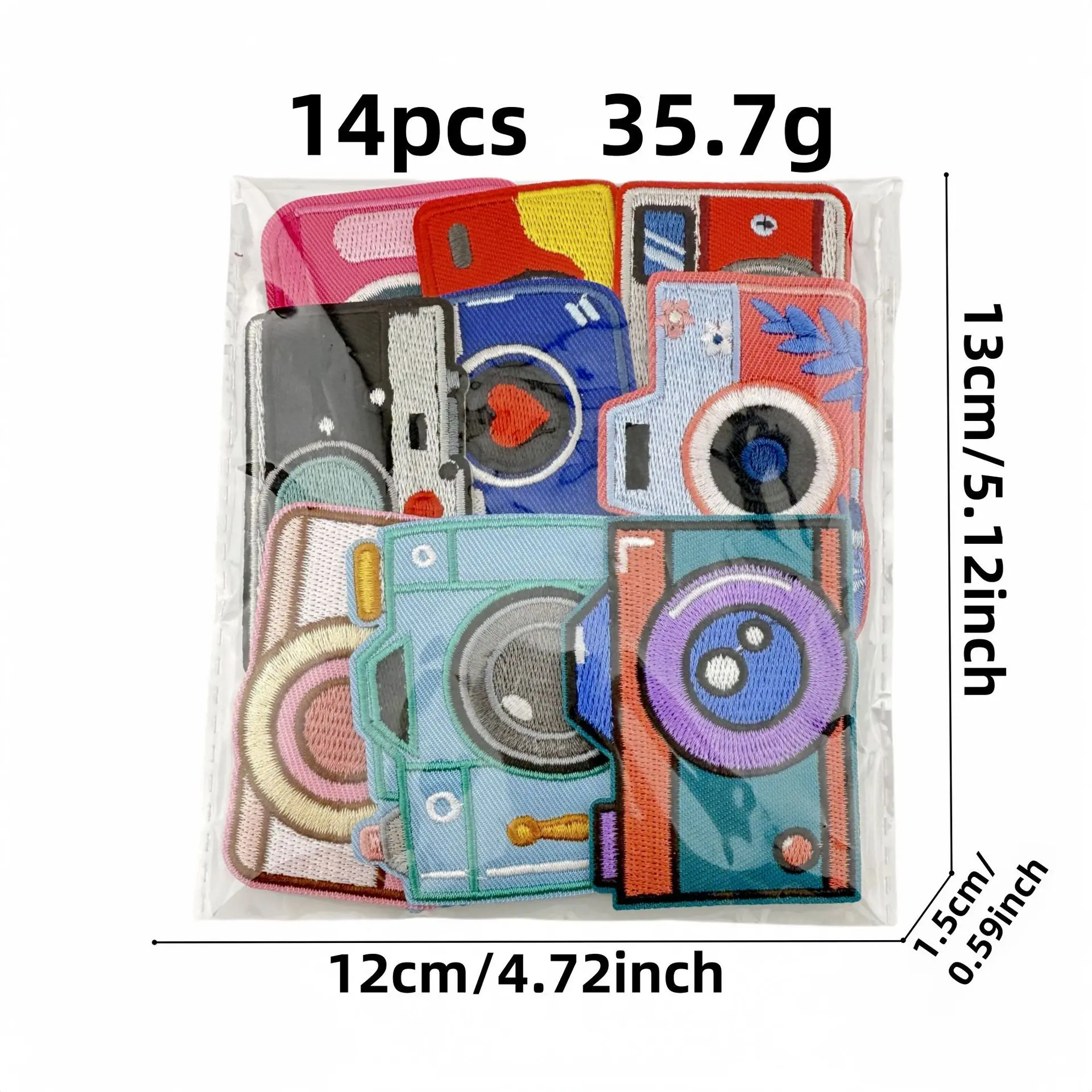 Parche bordado cámara de fotos – Termoadhesivo para ropa o accesorios - imagen 3