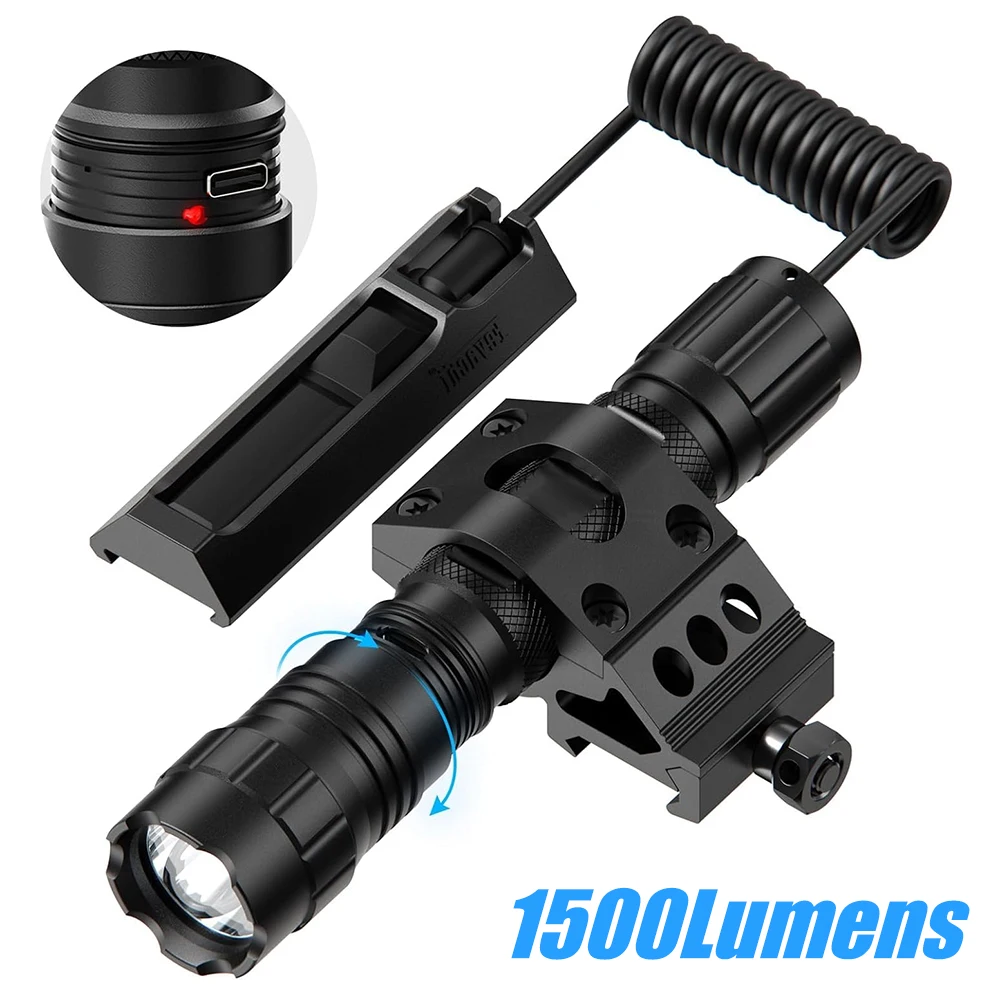 Linterna táctica recargable con zoom, Picatinny y M-LOK - imagen 2