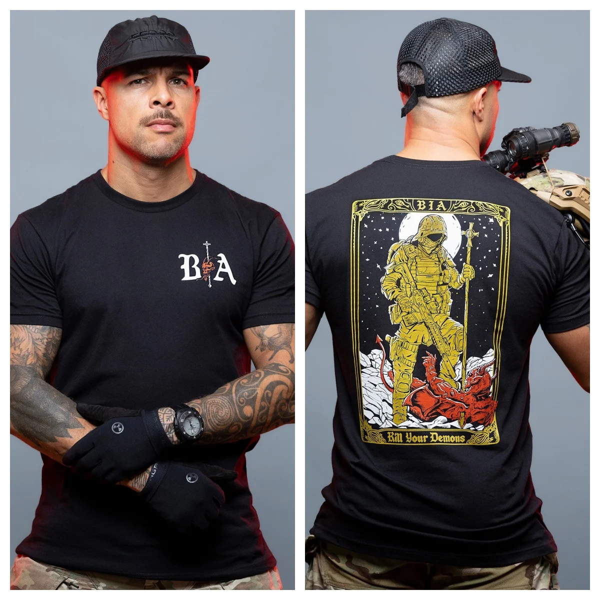 Camiseta deportiva Kill Your Demons de algodón suave para gimnasio