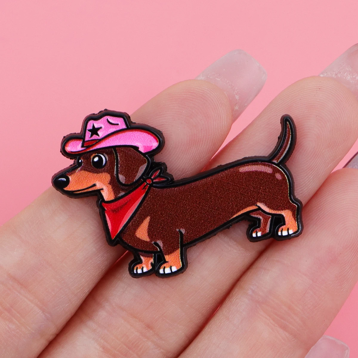 Pin esmalte perro salchicha – Broche metálico decorativo para ropa - imagen 3