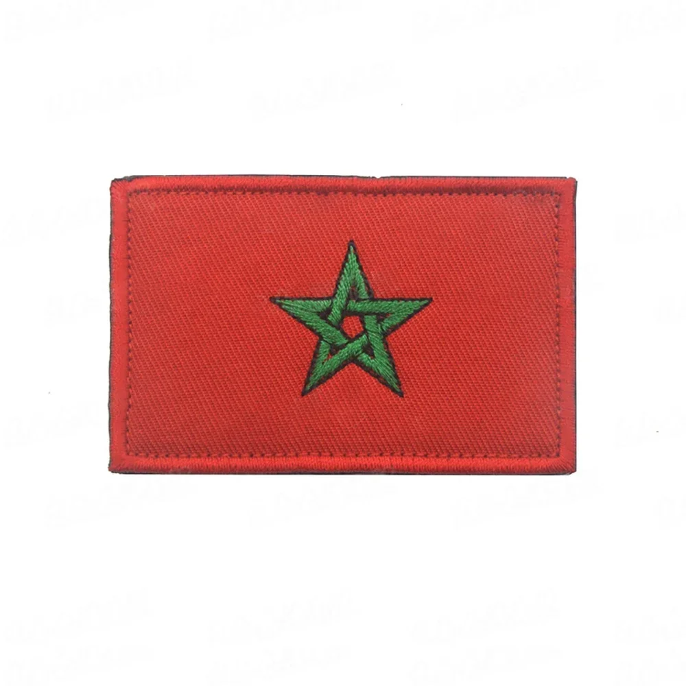 Parche bandera marroquí bordado con velcro para mochila táctica