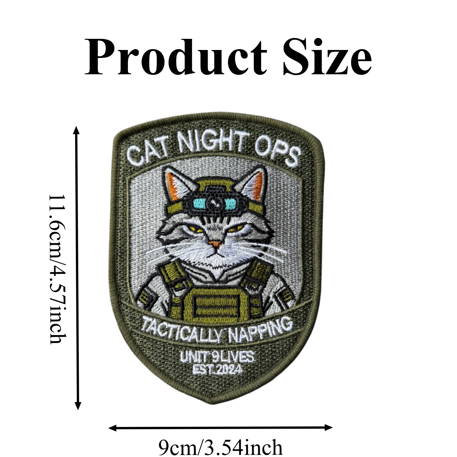 Parche táctico bordado Cat Night Ops con velcro