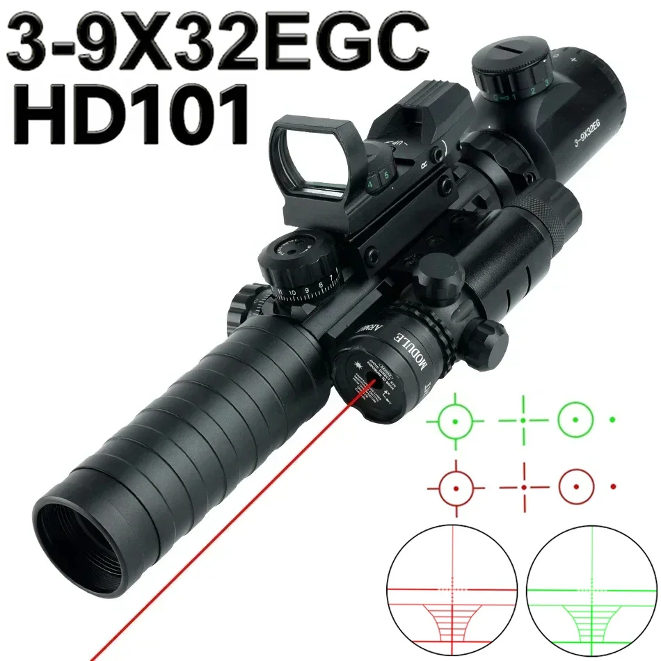 Mira táctica HD101 con láser rojo/verde e iluminación con retículas