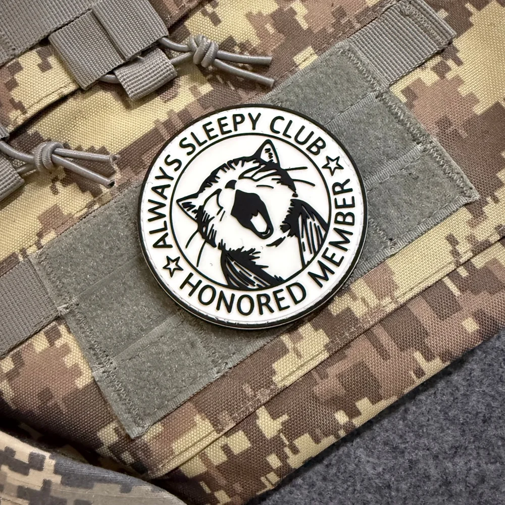Parche táctico PVC gato Always Sleepy insignia para mochila y chaqueta - imagen 2